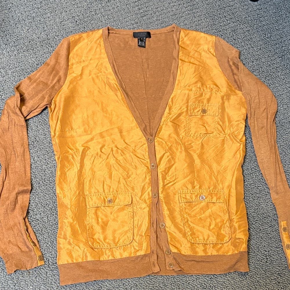 Vintage J. Crew Collection Utility Cargo Silk & Linen Cardigan